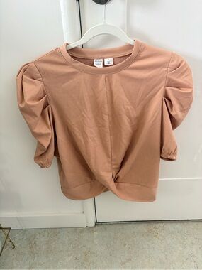 Melrose & Market Puff-Sleeve Twist Front Top - Dusty Rose